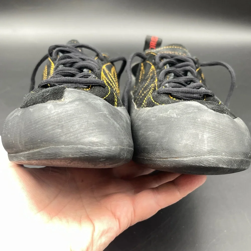 Boreal Diablo Rock Climbing Shoes Mens 12.5 Black Yellow Suede Lace Up